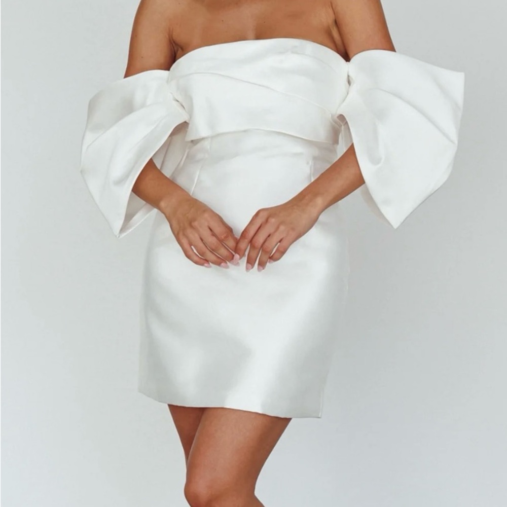 Off Shoulder White Mini Dress